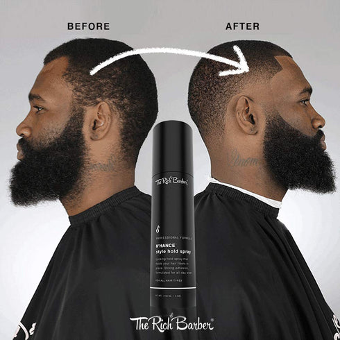 The Rich Barber N’Hance Hold Spray for Hair Building Fibers - 5 oz Long Lasting Locking & Setting Hold Spray