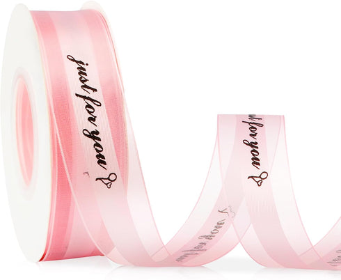 Happy Birthday Ribbon for Gift Wrapping, 1 Inch 25 Yards Pink Ribbon for Flower Bouquet and Party Decoration