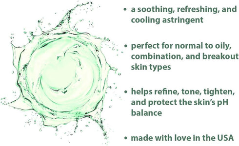 RAYA Menthol Astringent 6 oz (203) | Effective Facial Toner for Combination and Oily Skin | Cools, Refreshes, Soothes