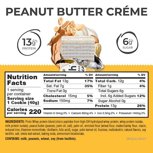 Power Crunch Protein Wafer Bars, High Protein Snacks, Peanut Butter Crème, 1.4 Ounce, 12 Count