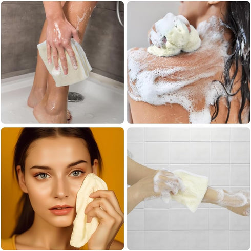 Exfoliating Wash Cloths, Body Scrubber, Face Cloths for Washing, Loofah Exfoliating Body Scrubber, 3 Pack