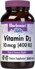 Bluebonnet Nutrition Vitamin D3 400 IU Softgels, 250 Softgels, Aids Muscle and Skeletal Growth, Non-GMO