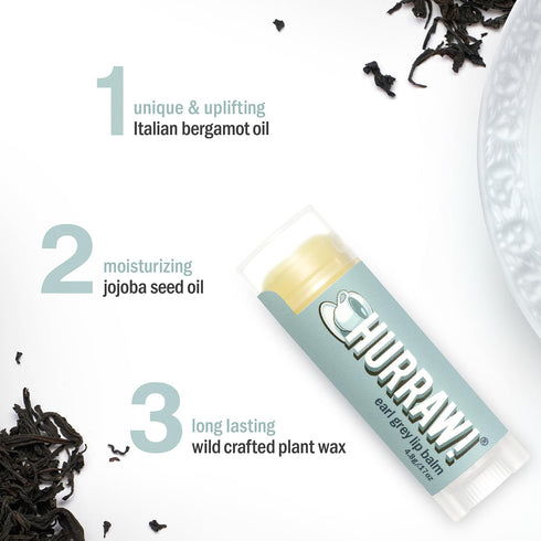 Hurraw! Earl Grey Lip Balm - 3 Pack, Organic, Certified Vegan, Gluten Free, Non-GMO, Made in USA