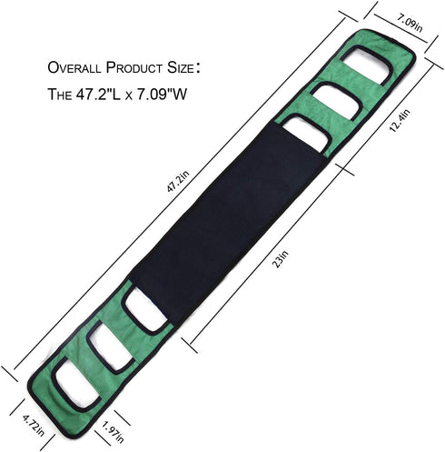 Transfer Belt Padded Assist Gait Belt - Mobility Aid for Disabled Care, Bariatric Patient, Elderly (Green)