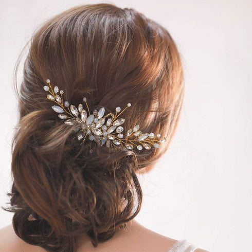Unicra Bride Wedding Hair Combs, Black Delicate Opal Crystal Bridal Headpieces for Women and Girls