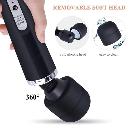MASANIU 10 Settings Massager with Pulse Strong Vibration for Women,Personal Total Body Therapy Massager (Black)
