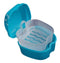Denture Bath Case | Cup Box Holder Storage Soak Container with Strainer Basket for Travel Cleaning (Light Blue)
