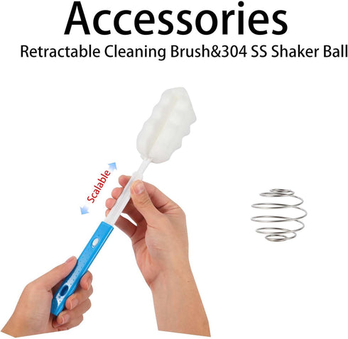 Glass Shaker Bottle, 34oz/1L BPA-Free Blender with 304SS Ball and Cleaning Brush for Protein Mixes