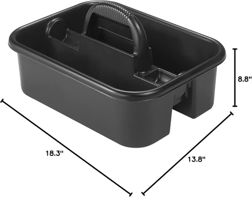 Akro-Mils 09185 Plastic Tote Tool & Supply Cleaning Caddy with Handle, 18-3/8" x 13-7/8" x 9", Black