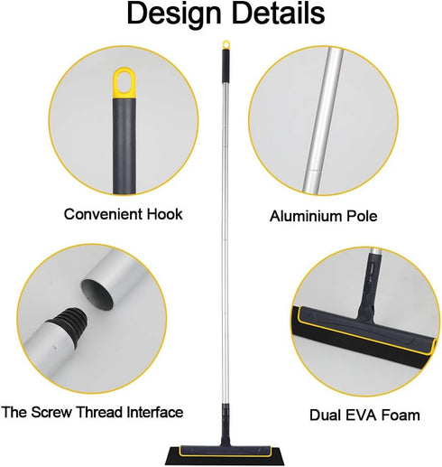 Yocada Floor Squeegee Broom for Shower Bathroom Kitchen Home Tile Cleaning with Long Adjustable Handle