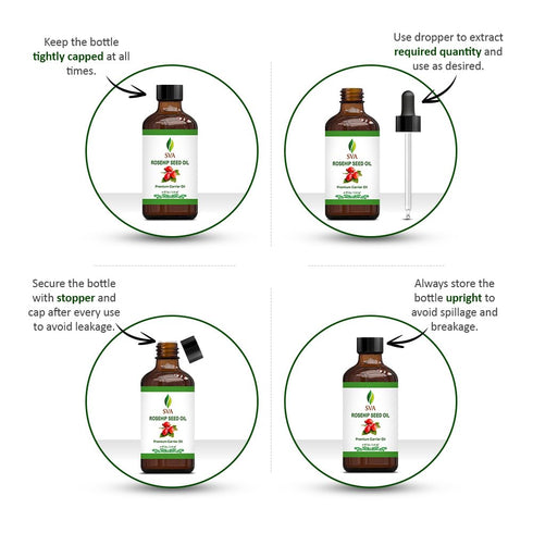 SVA Rosehip Seed Oil - 4 Fl Oz, 100% Natural & Cold Pressed Carrier Oil for Face, Skin Care, Hair Care