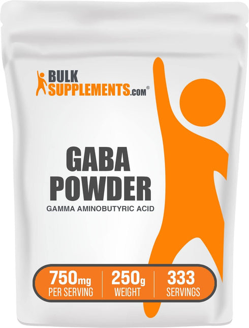 BulkSupplements.com GABA Powder, 750mg per Serving, Gamma Aminobutyric Acid, Gluten Free, 250g (8.8 oz)