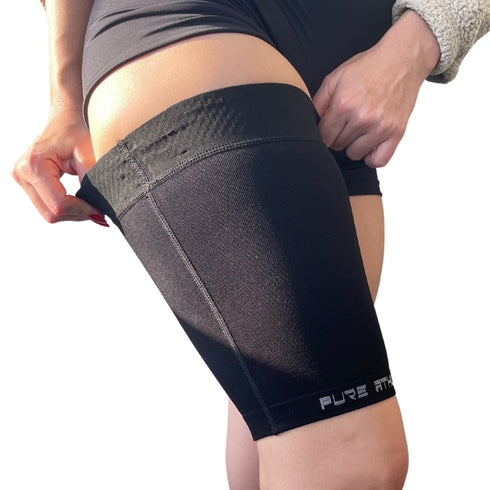 Thigh Compression Sleeve for Hamstring, Quadriceps, Groin Pulls - Athletic Support (Single) - 2 Sleeves - Midnight