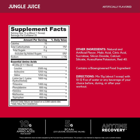 BSN Amino X EAAs, Muscle Recovery and Endurance, 10g Essential Amino Acids, Jungle Juice, 13.2oz