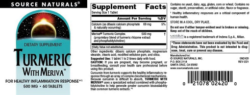 Source Naturals Turmeric with Meriva, Healthy Inflammatory Response, 500mg, 60 Tablets