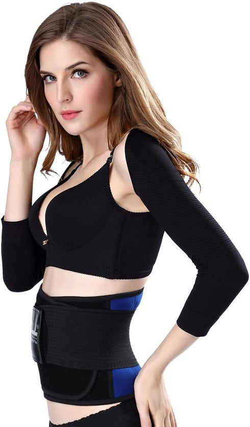 Gudessly Women's Slimming Arm Shapers, Back Shoulder Support Wrap, Correct Posture Corrector, Humpback, M (fit US XS),