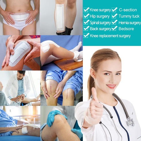 POSTOP MEDICAL WEAR 10 4x14 Inch Tummy Pcs Waterproof C-Section Adhesive Island Dressing Extra Long | Tuck Incision