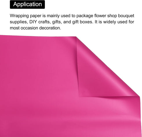MECCANIXITY Pack of 10 Deep Pink Pearlescent Film Flower Wrapping Paper, 22.8x22.8 Inch Waterproof for DIY Crafts