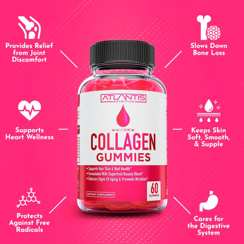 Collagen Gummies for Women, Multi Collagen Supplement with Types 1 & 3, 60 Gummies for Hair, Nails, and Skin