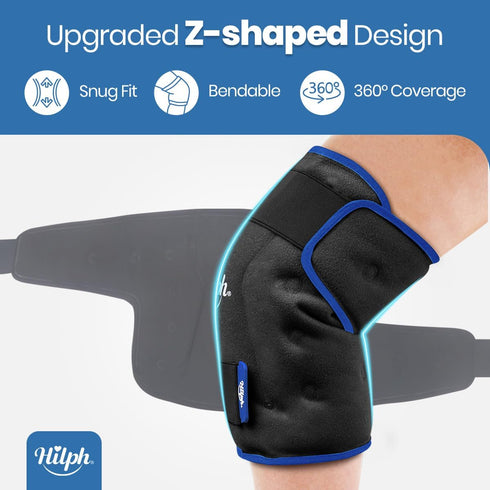 Hilph XL Ice Pack Wrap for Knee, Reusable Gel Large Ice Pack for Pain Relief, Hot Cold Therapy (Black)