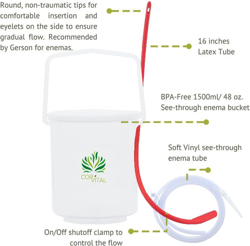 Coffee Enema Kit for Colon Cleansing, Recommended by Gerson Home Enema Kit with Red Tube