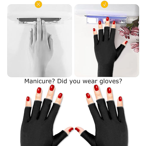 Pimoys UV Gloves for Gel Manicures, Fingerless UV Light Gloves for Gel Nails, UV Protection Manicure Gloves