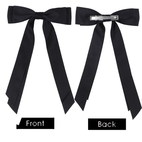 Satin Bow Hair Clips for Women, Silky Hair Ribbon Bows with Long Tail Accessories for Girls