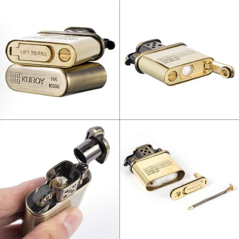 Antique Style Kerosene Brass Metal Lift Arm Windproof Lighter for Collection Decorative Gift (Bronzy)