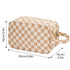 Narwey Travel Toiletry Bag for Women, Dopp Kit Makeup Organizer for Toiletries and Cosmetics (Light Brown Checkerboard)