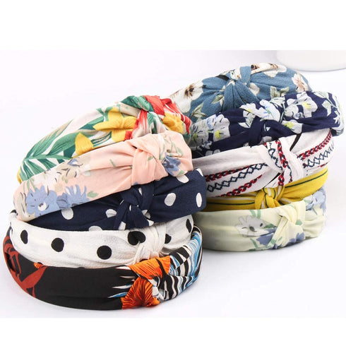 TOBATOBA 10 Pack Knotted Headbands for Women, Floral Bow Knot Twist Turban Headbands