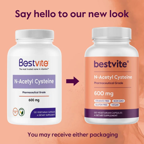 BESTVITE N-Acetyl Cysteine 600mg (NAC) - 120 Vegetarian Capsules - Vegan, Gluten Free, No Fillers