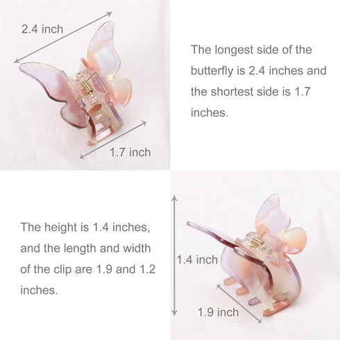 NAISIER Hair Claw Butterfly Tortoise Shell Jaw Clips 2.3 inch, 6 Pack Beautiful Hair Accessories for Girls and Women