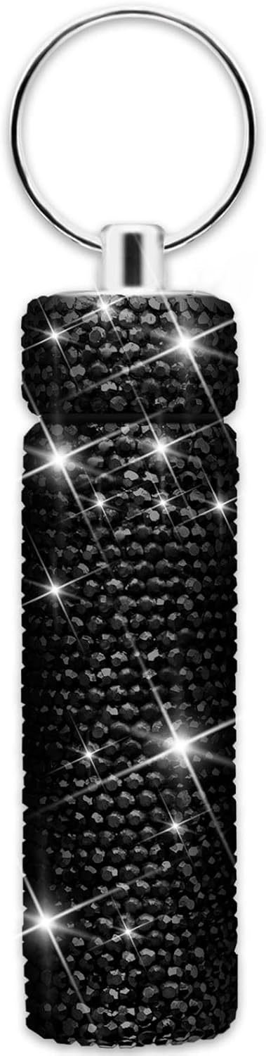 Yuchew Bling Pill Case Pill Container Rhinestone Pill Box Portable Waterproof Pocket