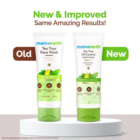 Mamaearth Tea Tree Face Wash with Neem - 3.38 Fl Oz (100ml), Non-Drying Cleanser for All Skin Types