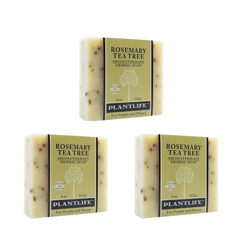 Plantlife Rosemary Tea Tree Bar Soap - 3-Pack Moisturizing and Soothing Soap for Your Skin - Hand Crafted with