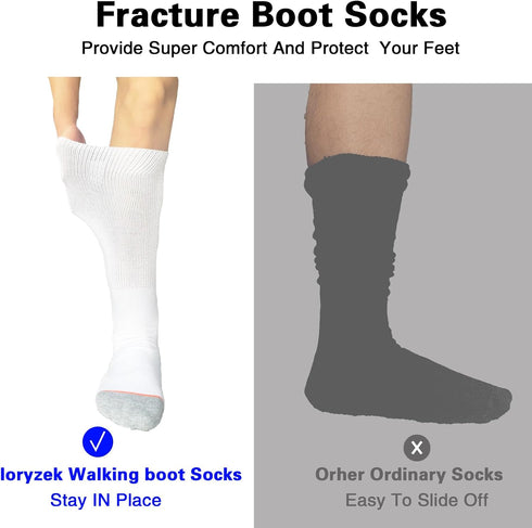 Ioryzek 2 Walking Boot Socks air Cam Walker Cast Socks Pairs Fracture Boot Brace Sock Surgical Orthopedics Sock for Men