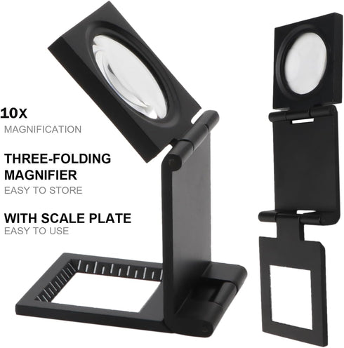 5Pcs Magnifying Glass 10X 28mm Fold Magnifier Lens - Zinc Alloy Pocket Eye Loupe with Scale