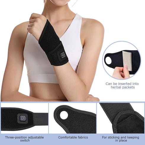 ITODA 3 Wrist Heating Pad USB Heated Wrist Wrap Brace Heat Levels Wrists Thumb Brace Hand Heating Pad for Pain Relief
