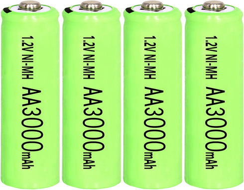 Ni-MH AA 3000mAh Rechargeable Batteries, 1.2V Double A High Capacity for Garden Landscaping, Outdoor Lights (4 Pack)