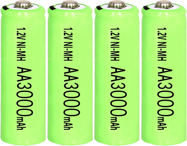 Ni-MH AA 3000mAh Rechargeable Batteries, 1.2V Double A High Capacity for Garden Landscaping, Outdoor Lights (4 Pack)