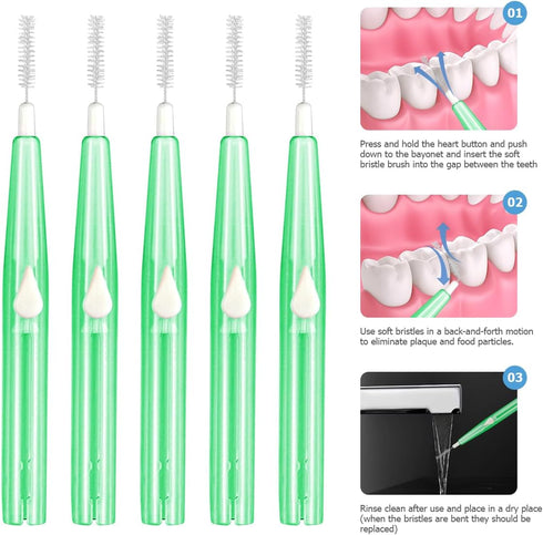 60PCS Floss Brush Adult Interdental Brush - Push-Pull Type Tooth Cleaning Tool for Oral Hygiene