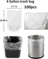 100 Count Small Trash Bags - 4 Gallon Clear Garbage Bags - Strong, Leakage-Free, Unscented Thick for Bathroom, Office,
