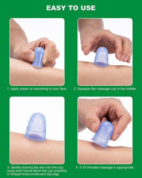 Sets (6-Pc 2 Silicone Cupping Therapy Kit) - Included Pcs Facial Suction Cups, Anti Cellulite Cup Massager - Vacuum