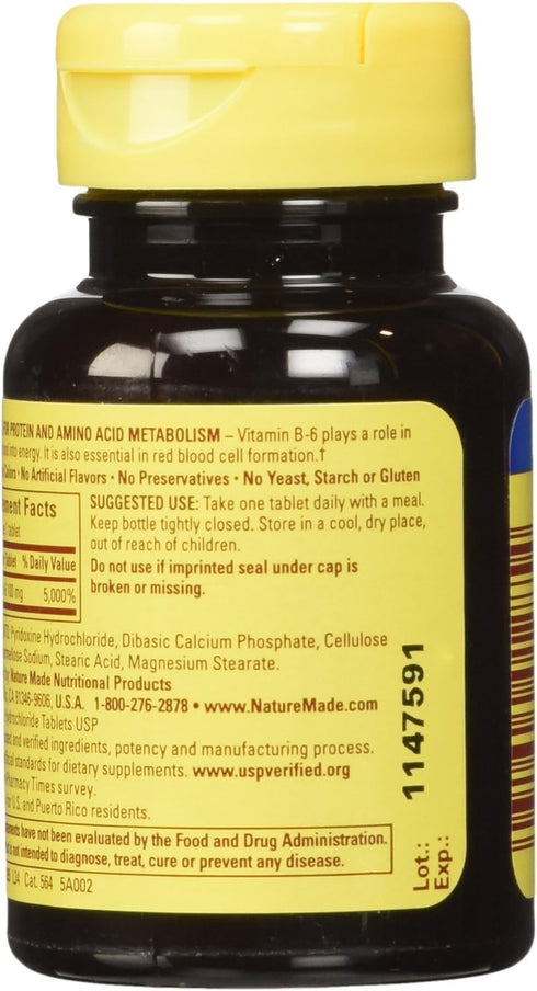 Nature Made Vitamin B-6 100 Mg Tablets, 100-Count, Pack of 2