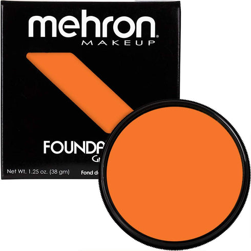 Mehron Makeup Foundation Greasepaint, Stage, Face Paint, Body Paint, Halloween Makeup 1.25 oz (ORANGE)