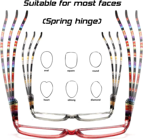 Reading Glasses for Women 1.25, Colorful Frame Blue Light Blocking Computer Readers with Spring Hinge Fashion Eyeglasses