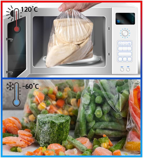 Food Storage Roll Bags, Disposable Plastic Bags, Mini Plastic Bags, 200 PCS Medium Roll Plastic Bags (9.84 x 13.7 inch)