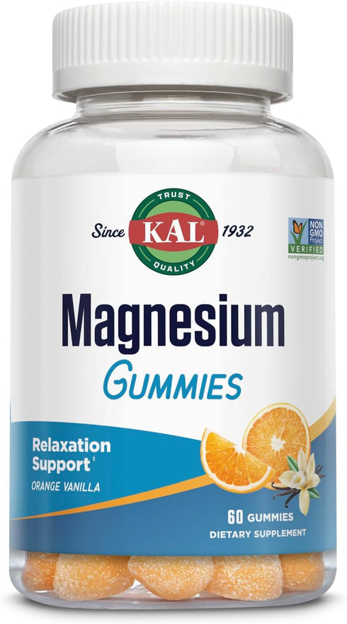 KAL Magnesium Citrate Gummies - 330mg Magnesium Supplement for Relaxation, 60 Gummies, Orange Vanilla Flavor