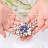 Olbye Blue Rhinestone Wedding Hair Comb Bridal Accessories for Bride and Bridesmaids Silver Hair Piece
