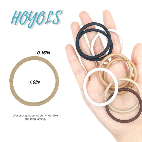 HOYOLS Light Blonde Ponytail Holders - No Metal Elastic Hair Ties, Braided Bands Scrunchies for Medium Hair, 50 Count,